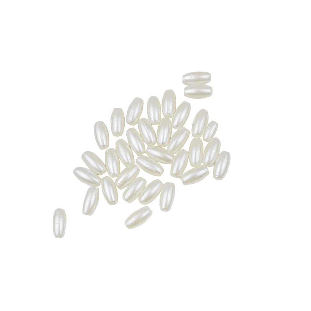 UUYYEO 100g 4 x 8mm Simulated White Pearls Oat Rice Beads Oval Freshwater Pearl Beads Gemstone for Jewelry Making