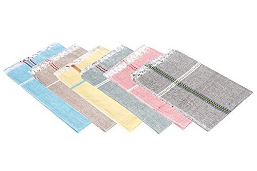 Turkish Cleaning Cloth of Handloom Khadi 6 Pieces 21" x 20" Ultra Thin Ultra Soft Highly Absorbent Multicolor Multipurpose Washcloth, Kitchen Towel, Dish Cloth, Duster, Napkin