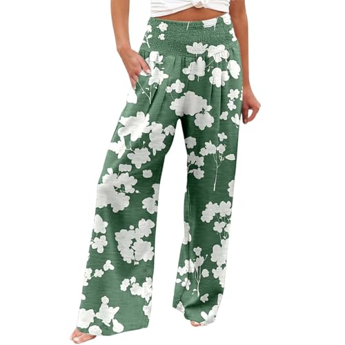Women's Casual Wide Leg Pants High Waist Flowy Palazzo Trousers Summer Boho Beach Comfortable Loose Fit Trendy