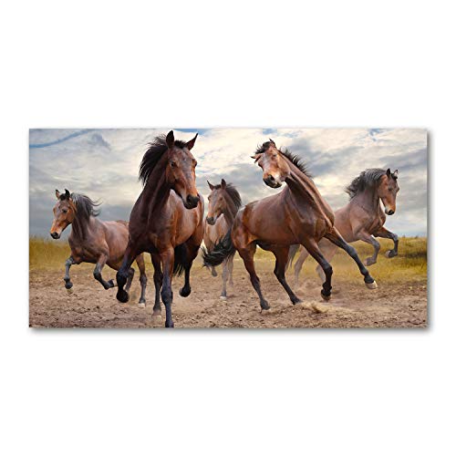 Toile Animaux et Cinq Chevaux Brun 120x60 cm pour créer un salon nature et cosy