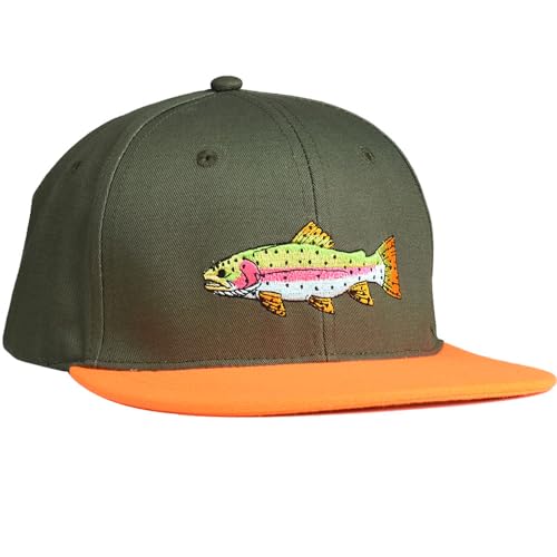 Image of EDTREK Performance Outdoorsman Snapback Truck Hat with Flat Brim - Unique Animal Embroidery