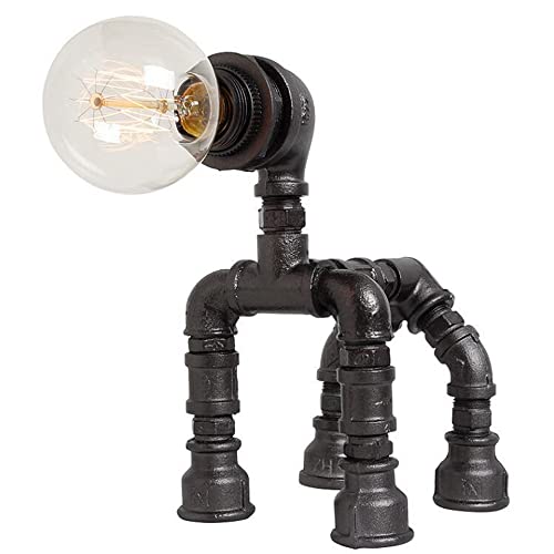 Lamp Lampada da Tavolo Industriale Vintage, Lampada da Robot Punk a Vapore retrò Divertimento con tubatura in Metallo Lampada da scrivania per Soggiorno Camera da Letto, Arredamento del Ristorante,