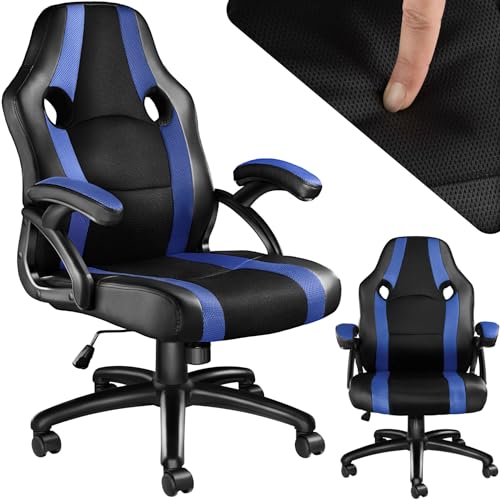 tectake® Chaise Gaming Chaise de Bureau Fauteuil de Bureau Siège Gaming Fauteuil pivotant Design à 360°, Chaise Ergonomique, Fauteuil avec Accoudoirs, Roulette, Hauteur réglable, Teletravail