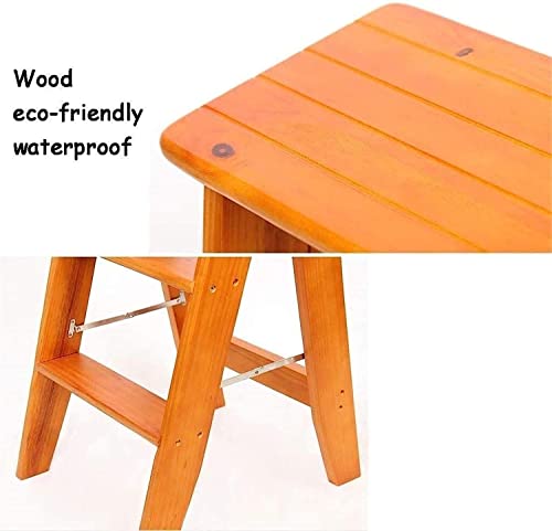 Taburete alto portátil en madera natural con asiento confortable 5