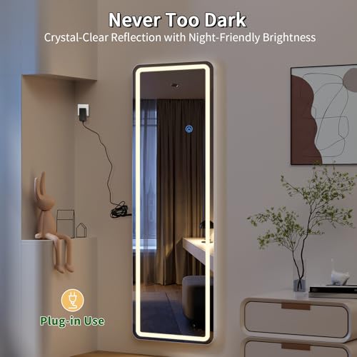 Image of Koonmi Full Length Mirror Door Hanging with LED Lights 48 inchx16 inch