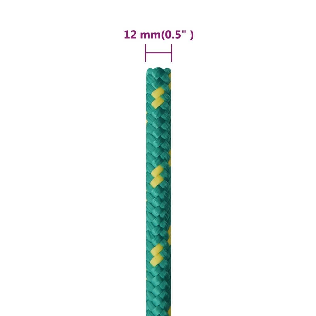 vidaXL Bootsseil Ankerleine Festmacher Tauwerk PP Leine Seil Tau Polypropylenseil Geflochten Flechtleine Grün 12mm 50m Polypropylen