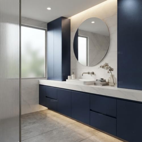 Image of HOME13 Blue Matte Wallpaper Peel & Stick Waterproof Self Adhesive Wallpaper Removable Vinyl Decorative for Desk Furniture Countertop Cabinet(20x80 Inch)