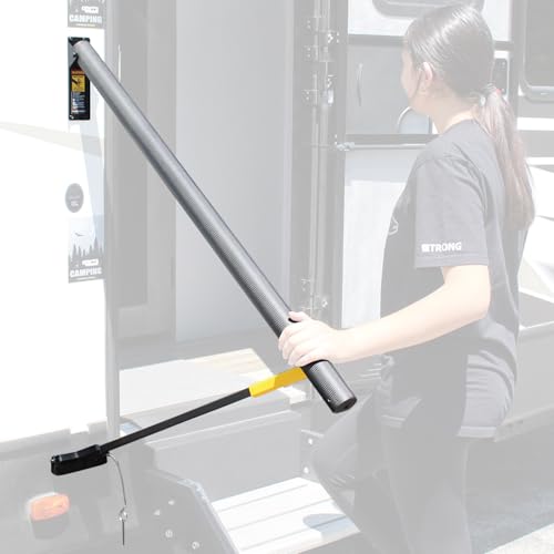 Stromberg Carlson AR-42 Lend-A-Hand Banister Rail - RV Handrail for Safe Support on Outdoor Steps Ribbed Grip Tubing Folds Flat & Locks Easily 45 Inches Rail for Double & Some Triple RV Steps