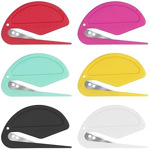 6Pcs Letter Openers, Plastic Envelope Cutter Secure Mail Opener Tool for Package Paper Cutting in Office Home School (Multi-Color)
