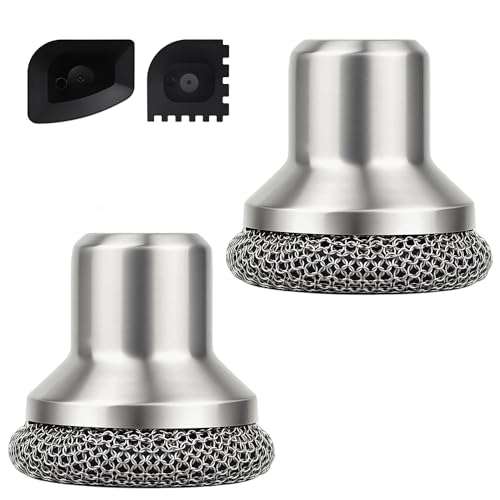 Image of Cast Iron Scrubber and Scraper, 316 Chain Mail Scrubber for Cleaning Dishes, Stock Pots,Black, 1 Count ((Small Chainmail,2pcs))