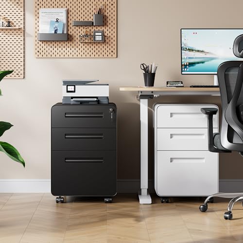 Image of DEVAISE 3 Drawer File Cabinet with Lock, Fully Assembled Except Casters