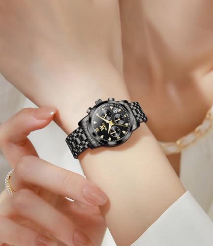 Image of OLEVS Women Watch Stylish Elegant Chronograph Luxury Diamond Analog Quartz Stainless Steel Luminous Date Ladies Wrist Watches for Women
