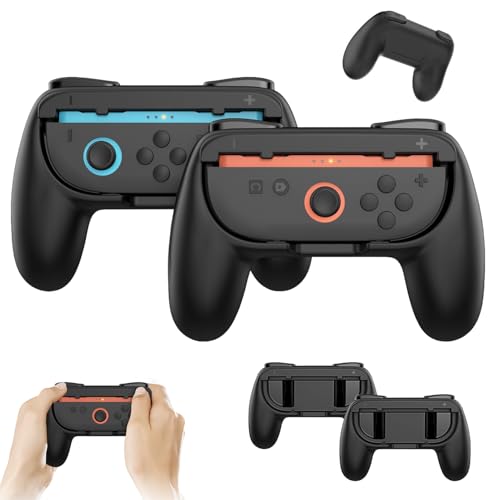 YISKY Controller Grip, 2 Stück Handgriff Controller Griffhalter, Switch Controller Schwarz, Controller Schutzhülle Zubehör, Controller Switch Zubehör für Switch, Griffhalter Kompatibel mit Switch