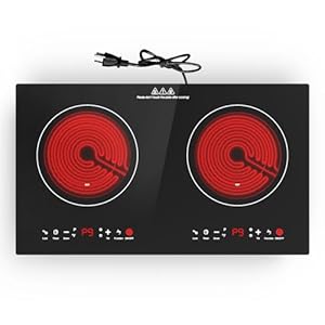 Electric Cooktop 2 Burner, 3600W Electric Cooktop 24 Inch 220V, Built-in and Countertop Electric Stove Top Plug in, 9 Power Levels,Child Safety Lock, Overheat Protection Double Induction Cooktop