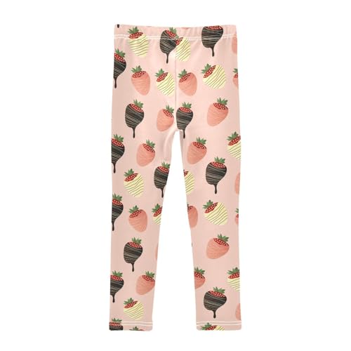 Chocolate Covered Strawberry Girls Leggings,Workout Leggings for Girls Toddler Athletic Leggings Size for 3-10T2