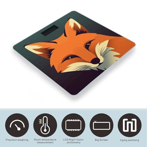 Báscula digital de baño con diseño de zorro y vidrio templado miniatura 3