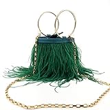 Ostrich Feather Bucket Handbag for Women Purses and Handbags Designer Party Clutch Chain Shoulder Ba