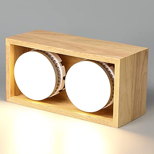 Foco LED, Foco empotrable de Madera con 2 Llamas, 10 W, Foco LED, lámpara de Techo nórdica giratoria con Acento, focos Ajustables para decoración de Sala de Estar y Dormitorio - Ma