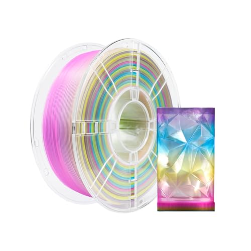 Image of iBOSS Transparent Multi Rainbow Color Gradient Change PLA Plus 1.75mm 1KG 3D Printing Filament Crystal Rainbow PLA+ Clear PLA PRO Filament with Cardboard Spool Fit Most FDM Printer