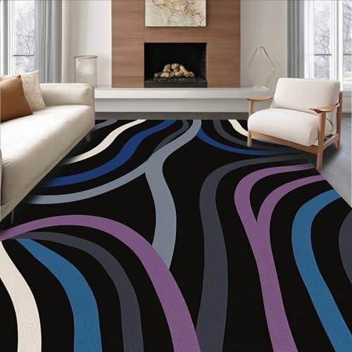 ODIKA Flatwoven Area Rug 4x6 ft, Minimalist Scandinavian Artistry Curved