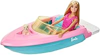 Vista 5 de Muñeca Barbie y juego de barco con cachorro, chaleco salvavidas y accesorios, cabe a 3 muñecas y flota en el agua, regalo para niños de 3 a 7 años