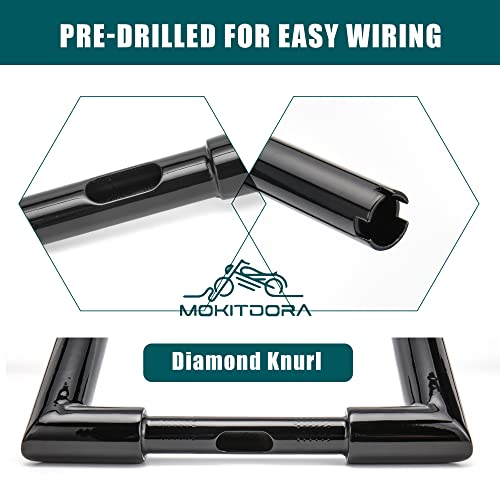 Mokitdora Sportster Dyna Softail 16” Rise Ape Hangers 1.5” Fat 1" Clamp Meathook Handlebar Z Bars For Harley Xl 883/1200,1994-Up Road King & 1998-2013 Road Glide, Gloss Black #TOP7