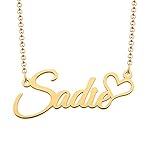 DemiJewelry Custom Name Necklace for Girls Personalized Customized Gold Name Plate Choker Curvise with Heart Crown Pendant Charm Gift Teen Jewelry for Women Halloween Christmas
