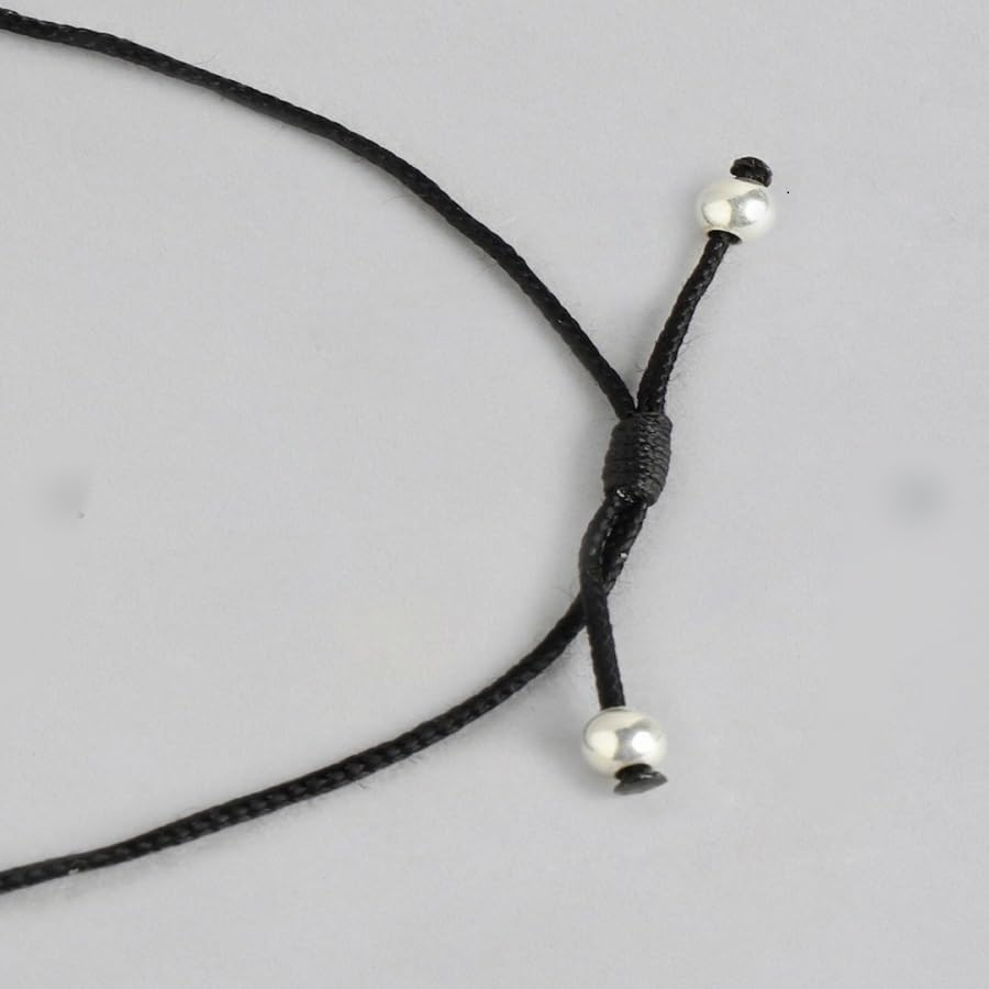 Image of Black Thread Anklet With Silver 2 Balls and Evil Eye Anklet | Simple Anklet For Women and Girls.