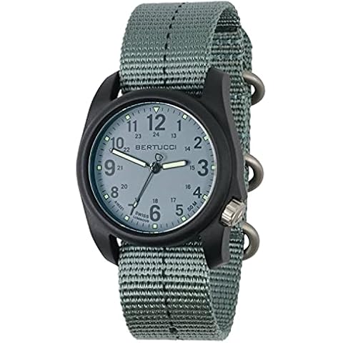 BERTUCCI DX3 Plus Watch | Vintage Drab w/Black Dial/Black case- #353 Vintage Drab w/Black Dash Line Nylon Band Cover