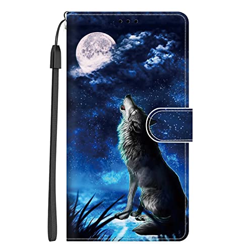 Xkladz Funda para iPhone 13 / iPhone 14 a prueba de golpes, funda protectora plegable de piel sintética con ranuras para tarjetas, diseño de animales para mujeres y hombres, funda tipo libro con tapa,