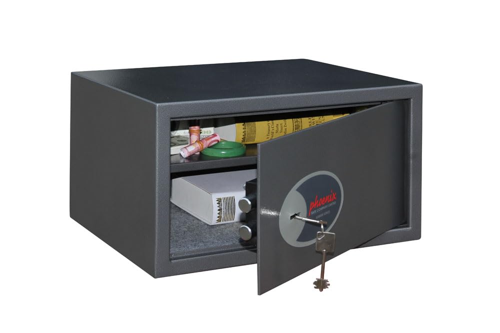 Phoenix Safe Company – SS0803K Vela Home & Office Security Safe | Key Locking | Twin Locking Bolts | Metallic Graphite Finish | 34 Litre Capacity | 12kg