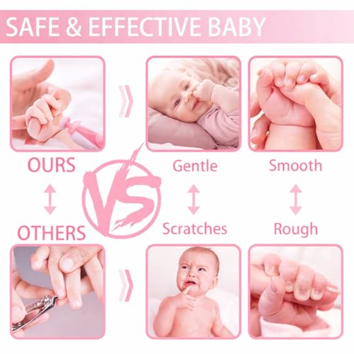 Image of Brand Conquer Electric Baby Nail Trimmer for Newborns with LED Light - Safe Baby Nail Cutter 0-6 Months | Quiet Baby Nail File Kit with Multiple Grinding Heads | Infant Nail Care Grooming Set (Pink)