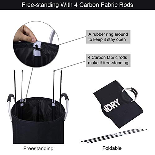 92L Large Laundry Hamper Freestanding Laundry Basket with Supportive Rods and Big Metal Handles for Apartment, Laundromat, College Dorm, Camp, RV