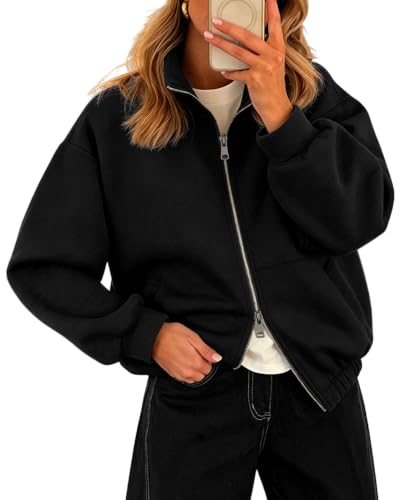 Amazon.com: CHICME Womens Fleece Sweatshirts Zip Up Casual Comfy
