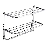 3-Tier Bathroom Shelf with Towel Bars, Stainless Steel Wall Mounting Rack,29-1/4 Inch
