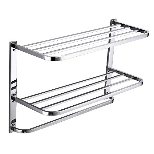 3-Tier Bathroom Shelf with Towel Bars, Stainless Steel Wall Mounting Rack,29-1/4 Inch
