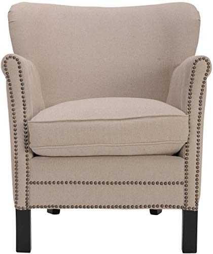 Sillón Beige Tela Lino Moderno