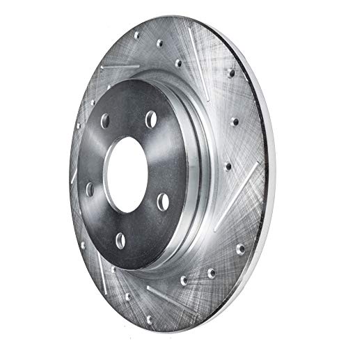 Image of Detroit Axle - Rear Brake Kit for 2005-2010 Honda Odyssey, Drilled and Slotted Disc Brake Rotors Ceramic Brakes Pads with Hardware 2006 2007 2008 2009 Replacement : 12.32 inch inch Rotor