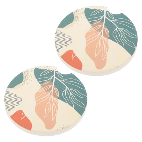GRIRIW Boho Style Car Cup Coasters Set of 2 Ceramic Material Anti-Slip Car Interior Decor