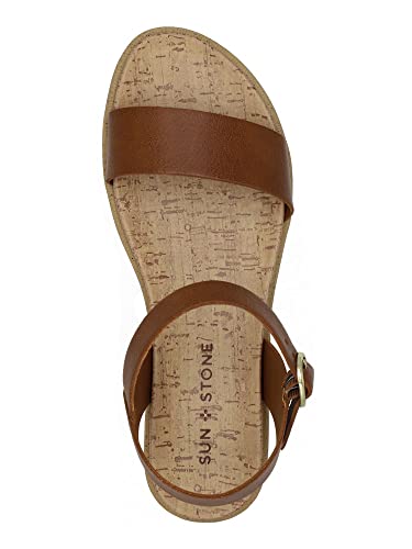 Sun + Stone Womens Mattie Faux Leather Open Toe Flats Brown 6 Medium (B,M)3