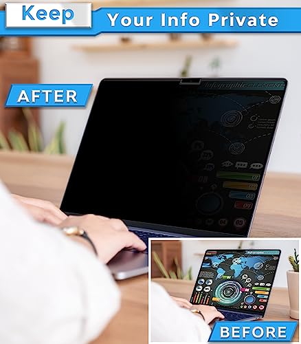 Image of PYS Magnetic Privacy Screen for MacBook Air 15.3 Inch (2025 /2024 /2023, M4, M3, M2 Chip) - Removable Anti-Glare Protector with Camera Cover Slide, Anti-Blue Light Filter for Mac Air 15.3 inch Laptop
