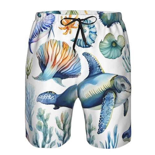 Crab Conch Print Stylish Men Beach Shorts Lightweight Cozy Swim Trunks Summer Casual Outings Holiday4