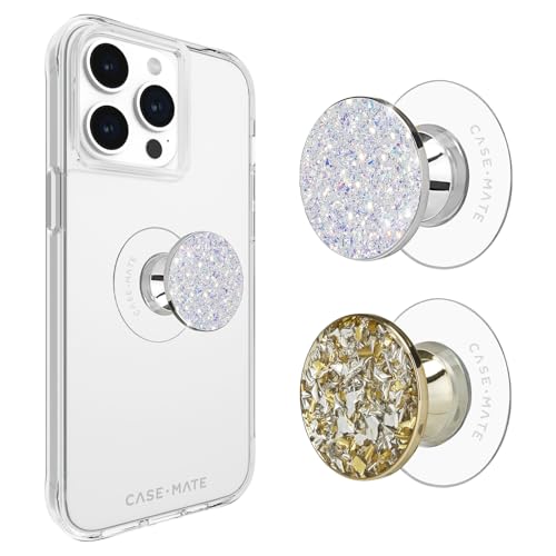 Photo 1 of Case-Mate - Minis - Phone Grip [2 Pack] Cell Phone Stand - Suction Cup Phone Holder [Removable for Wireless Charging] for iPhone 15 Pro Max/ 14 Pro Max/ 13 Pro Max/ S24 - Twinkle Stardust/Twinkle Gold (ONLY PHONE STANDS NO CASE INCLUDED)