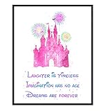 Walt Disney Quote - Cinderella Castle Wall Art Poster Print - 8x10 Cute Pink Girls Room, Bedroom...