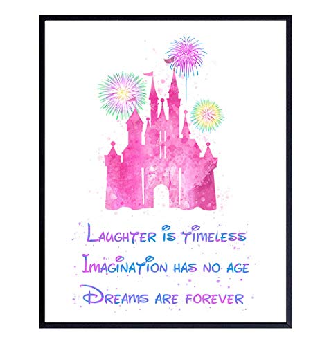 Walt Quote - Cinderella Castle Wall Art Poster Print - 8x10 Cute Pink Girls Room, Bedroom Decoration, Home Decor - Inspirational Motivational Gift for Kids and Women - 8x10 Unframed Photo print