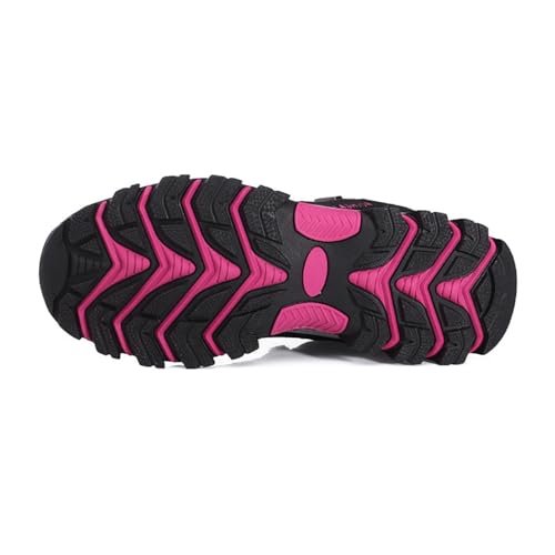 unisex adult Hiking Lace-up Waterproof Non-Slip Outdoor Sports Mountain Trekking All Season Walking Travelling Backpacking Camping Biking Shoes, Black Rose Red, 6 UK - Image 5