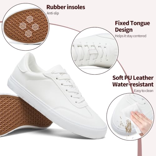Rominz Women's White Sneakers PU Leather Low Top Casual Tennis Shoes by Rominz - Used condition - Image 4