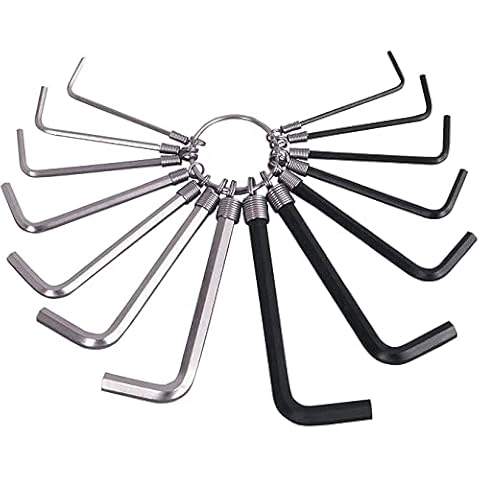 14pc Metric Short Arm Allan Alan Keys Bike Hex Wrench Cycle Hexagon Key 1.5mm to 5.5 & 6mm in Black and Silver Cover