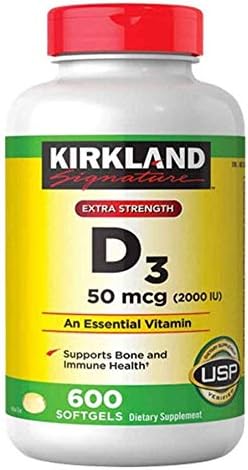 KIRKLAND SIGNATURE Maximum Strength Vitamin D3 2000 I.U. 600 Softgels,Bottle Personal Healthcare/Health Care