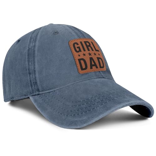 Image of Girl Father Daddy Dad Leather Patch Hat Birthday for Dad Papa from Daughter Son Adjustable Trucker Hat